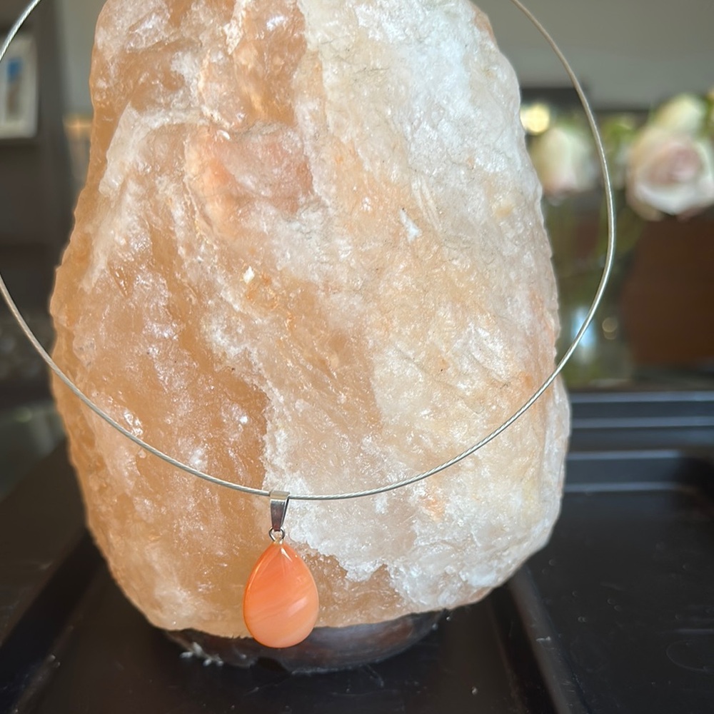 Elegant Orange Teardrop Pendant Necklace